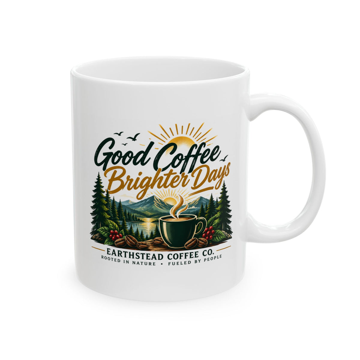 Earthstead Coffee Co. Ceramic Mug, (11oz, 15oz)